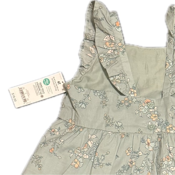 New Oshkosh Green Spring Floral Dress size 4T - Picture 3 of 3